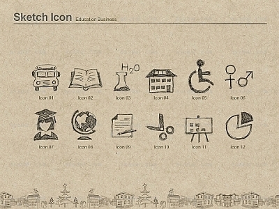 icon 일러스트 아이콘 PPT 템플릿 1종_교육 스케치 아이콘_0006(감각피티)