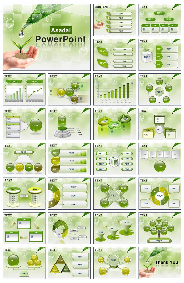 tree forest PPT 템플릿 싱그러운 이슬 맺힌 잎사귀와 새싹_001(고감도피티)