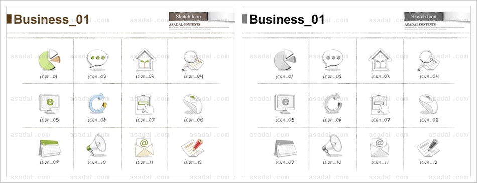 icon 일러스트 아이콘 PPT 템플릿 1종형_스케치아이콘_비즈니스01_0121(소울피티)