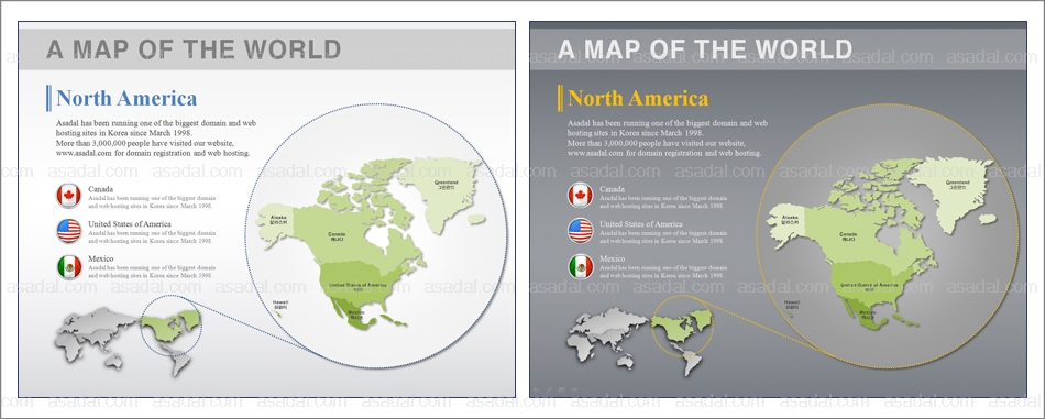 한국지도 세계지도 PPT 템플릿 1종_북아메리카 지도형_0003(드림피티)