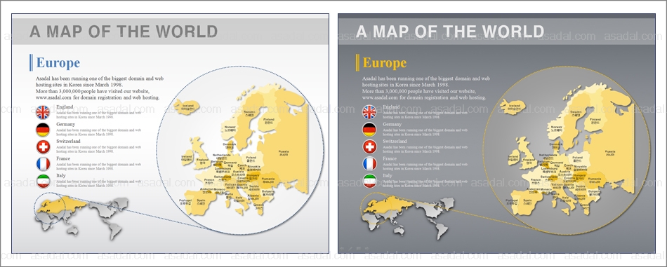 한국지도 세계지도 PPT 템플릿 1종_유럽 지도형_0009(드림피티)