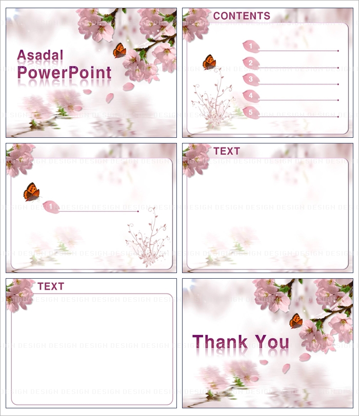 tree forest PPT 템플릿 배경_향기로운 핑크색 꽃과 나비_001(굿피티)