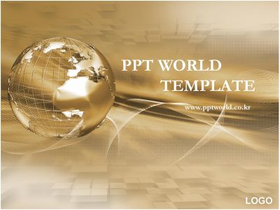 사이버 사업 PPT 템플릿 황금빛 배경속 지구와 그래픽_슬라이드1