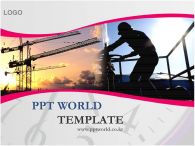타워크레인 작업 PPT 템플릿 바쁜일상 근로자의 모습이 있는 템플릿_슬라이드1