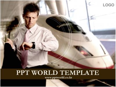 외국인 기차 PPT 템플릿 열차와 비즈니스맨