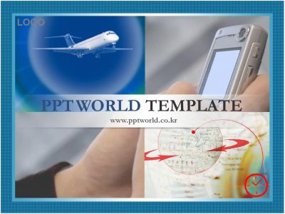 손 지구본 PPT 템플릿 핸드폰과 세계화