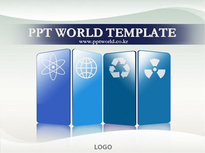 세계 지도 PPT 템플릿 4가지 컬러의 문양이 있는 템플릿