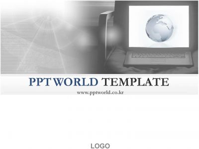 컴퓨터 지구본 PPT 템플릿 깔끔한 모니터안 지구와 세계화_슬라이드1