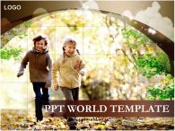 외국인 가을 PPT 템플릿 뛰어노는 아이들이 있는 템플릿_슬라이드1