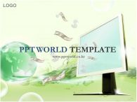 지폐 물결 PPT 템플릿 모니터에서 나오는 돈과 지구본_슬라이드1