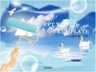 푸른하늘 백조 PPT 템플릿 푸른 호수를 칠하는 손_슬라이드1