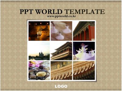 꽃 기둥 PPT 템플릿 동양 전통가옥이 있는 템플릿_슬라이드1