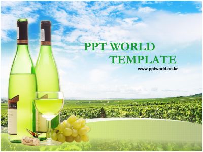 화이트와인 와인잔 PPT 템플릿 백포도주와 포도밭_슬라이드1