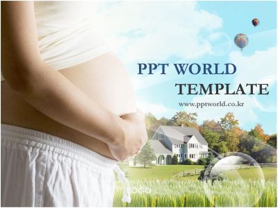 풍경 임신 PPT 템플릿 전원풍경 속 임산부