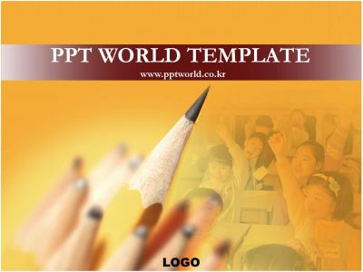 학생 책상 PPT 템플릿 연필과 학생들이 있는 템플릿_슬라이드1