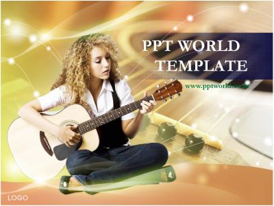 가수 통기타 PPT 템플릿 기타를 치고 있는 여자