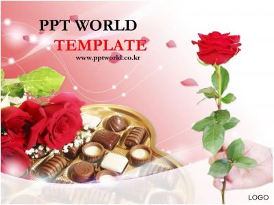 초코렛 선물 PPT 템플릿 발렌타인데이의 초콜릿과 장미_슬라이드1