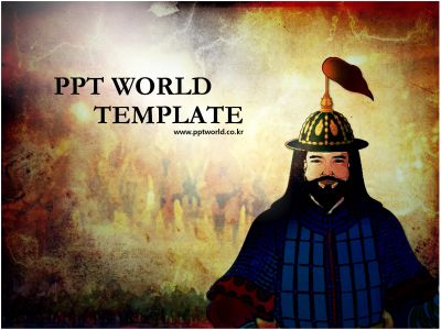 전통 빈티지 PPT 템플릿 [애니형]기마병과 장군이 있는 템플릿_슬라이드1