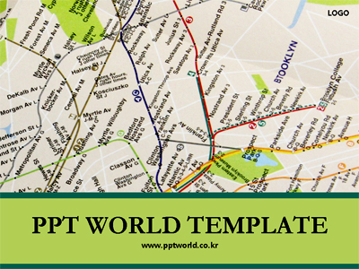 브룩클린 여행과 지도 PPT 템플릿 [기본형]여행과 지도