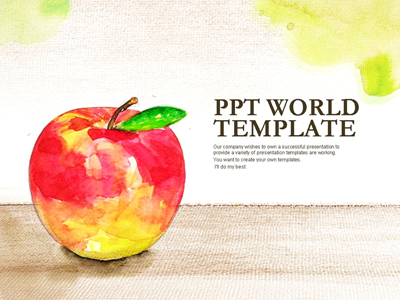 야채 사과 수채화 PPT 템플릿 사과 수채화 템플릿