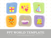 마름모 선물상자 PPT 템플릿 행복한 생일 파티_슬라이드1