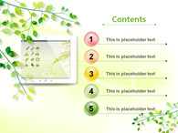 싱그러움 일러스트 PPT 템플릿 초록의 나뭇잎 풍경_슬라이드1