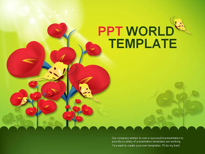 울타리 꽃송이 PPT 템플릿 선명한 꽃과 나비(자동완성형포함)_슬라이드1