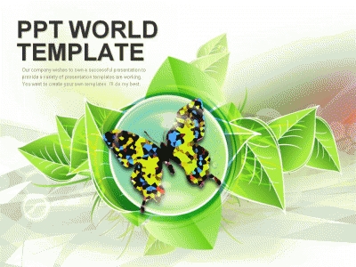 곤충 동물 PPT 템플릿 나뭇잎과 나비(자동완성형포함)