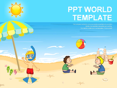 파라솔 모래성 PPT 템플릿 즐거운 여름휴가(자동완성형포함)_슬라이드1
