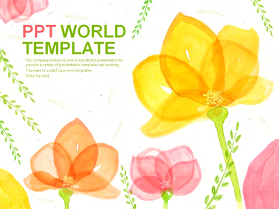 flower nature PPT 템플릿 투명한 수채화 꽃(자동완성형포함)