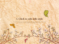 수묵화 수채화 PPT 템플릿 전통 화사한 꽃과 나비(자동완성형포함)_슬라이드3