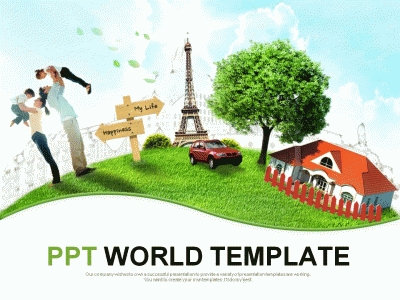 울타리 에펠탑 PPT 템플릿 행복한 인생 설계 템플릿