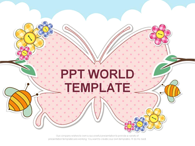 나무 구름 PPT 템플릿 꽃과 나비 템플릿(자동완성형포함)(메인)
