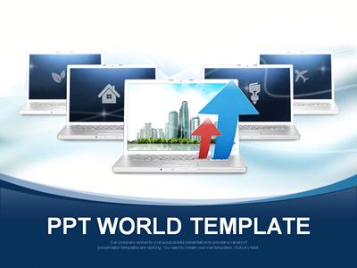 기업 모니터 PPT 템플릿 디지털 네트워크 시스템