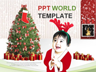 물결무늬 X-mas PPT 템플릿 아기의 행복한 크리스마스(자동완성형 포함)_슬라이드1