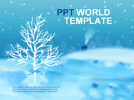 수채화 흰색 PPT 템플릿 겨울의 블루 리본(자동완성형포함)_슬라이드1