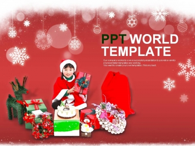 포장 선물상자 PPT 템플릿 소녀의 크리스마스 선물(자동완성형포함)
