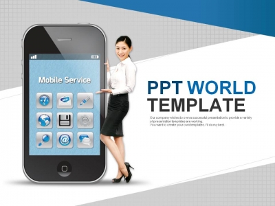 아이콘 회사원 PPT 템플릿 모바일 서비스 템플릿
