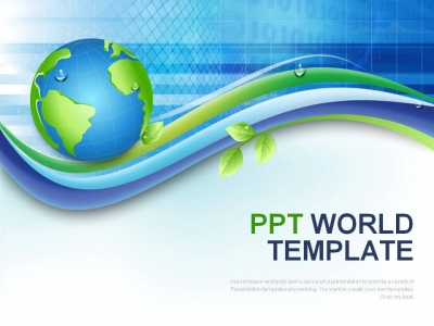 세계적 GLOBAL PPT 템플릿 그린 물결과 지구(자동완성형포함)