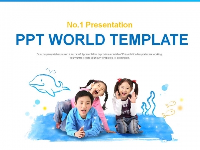원형그래프 투자회수방안 PPT 템플릿 푸른 바다 돌고래와 동심 속 아이들(자동완성형포함)(메인)
