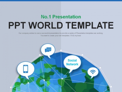 궤적 일러스트 PPT 템플릿 글로벌 소셜 네트워크 서비스