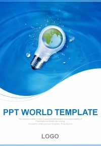 물결 빛 PPT 템플릿 수력 발전 에너지 아이디어