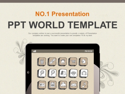 크라프트지 종이 PPT 템플릿 스마트 태블릿과 애플리케이션(자동완성형포함)(메인)