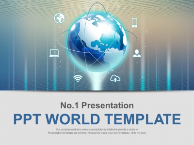 광선 공간 PPT 템플릿 글로벌 네트워크 아이콘