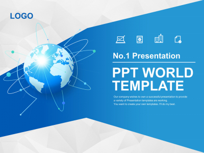 블루 글로벌 IT 회사소개서(자동완성형포함) 파워포인트 PPT 템플릿 디자인