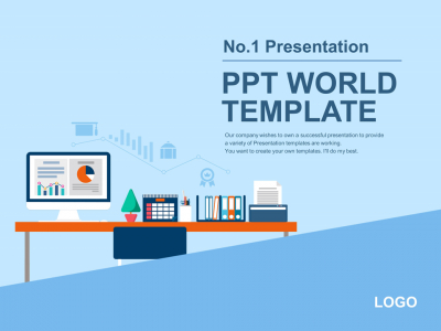 분석적인 책상 일러스트(자동완성형포함) 파워포인트 PPT 템플릿 디자인