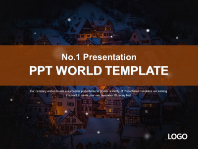 눈 내리는 마을 겨울(자동완성형포함) 파워포인트 PPT 템플릿 디자인_슬라이드1