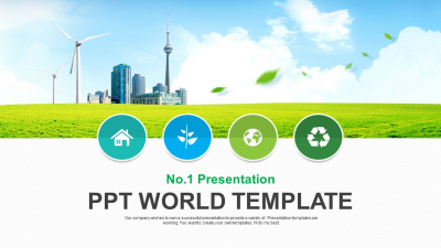 친환경 아이콘과 푸른 잔디 와이드형 (자동완성형포함) 파워포인트 PPT 템플릿 디자인