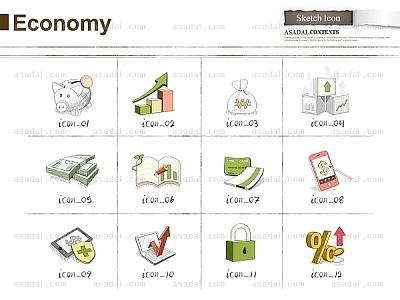 일러스트 아이콘 PNG아이콘 PPT 템플릿 1종형_스케치아이콘_금융 경제_0120(소울피티)