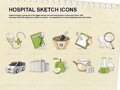 클립아트 PNG이미지 PPT 템플릿 1종_병원 스케치 아이콘_0012(하늘피티)